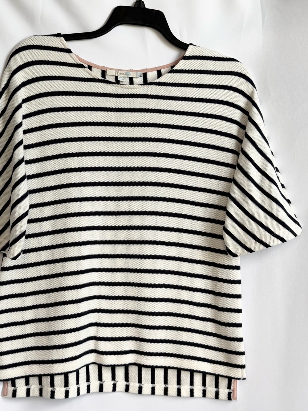Boden Black & White Striped Short-Sleeve Knit Top